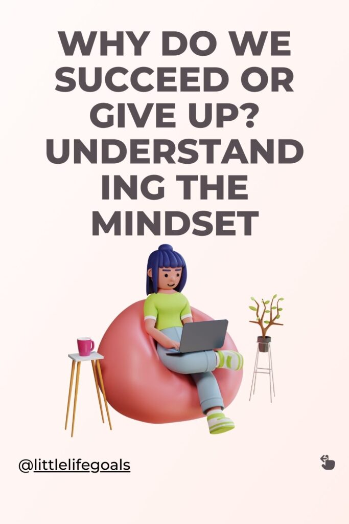 Image of a girl working on a laptop with the text "WHY DO WE SUCCEED OR GIVE UP? UNDERSTAND ING THE MINDSET"
A girl working on a laptop, contemplating the psychological factors behind goal achievement.
Why do we succeed or give up? A girl working on a laptop seeks to understand the mindset behind goal achievement.