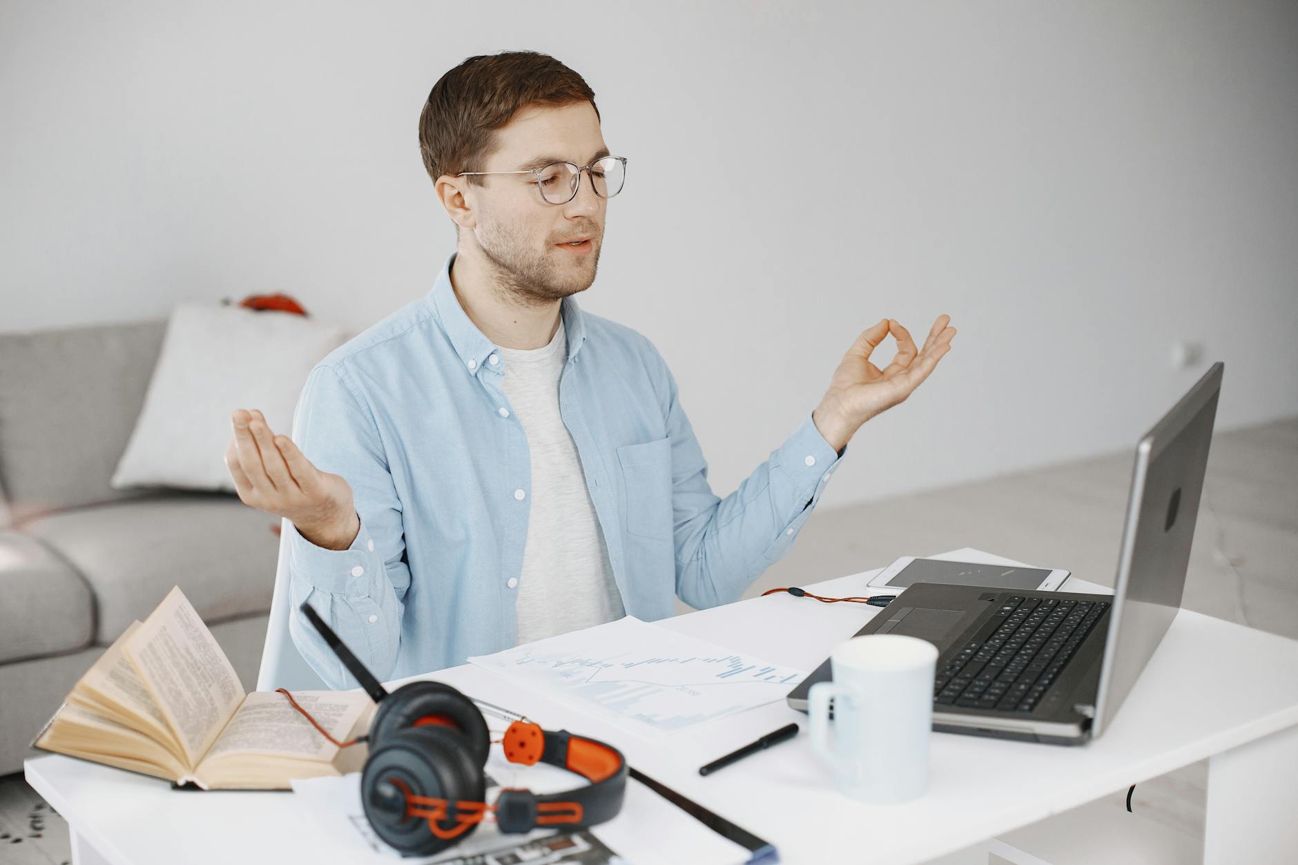 An entrepreneur practicing morning meditation to start the day with clarity and focus.